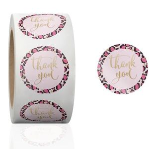 🐆50 Gold foil pink leopard print stickers